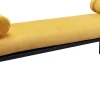 Ławka Do Przedpokoju żółta Z 2 Poduszkami Typu Wałek 140 Cm