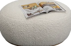 Ławka Do Przedpokoju Tkanina Boucle Biała 81x65 Cm