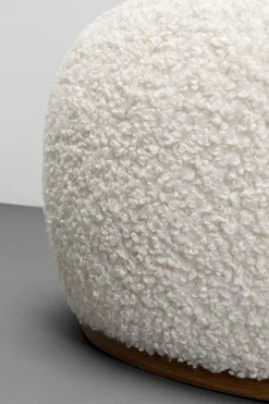 Ławka Do Przedpokoju Tkanina Boucle Biała 81x65 Cm