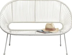Ławka Ogrodowa Biała żyłkowa 121 Cm