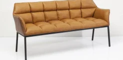 Ławka Thinktank 180x89 Cm Brązowa Skóra Naturalna