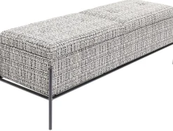 Ławka Ze Schowkiem Buttons Storage 120x43 Cm Czarno-biała
