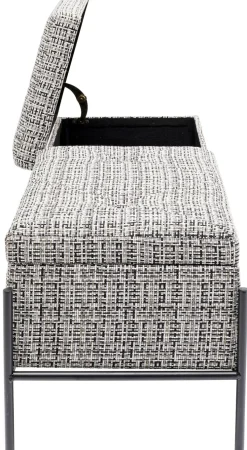 Ławka Ze Schowkiem Buttons Storage 120x43 Cm Czarno-biała