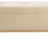 Ławka Ze Schowkiem Buttons Storage 80x43 Cm Beżowa
