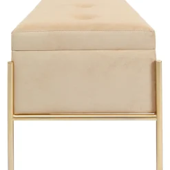 Ławka Ze Schowkiem Buttons Storage 80x43 Cm Beżowa