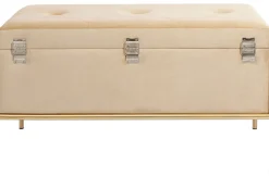Ławka Ze Schowkiem Buttons Storage 80x43 Cm Beżowa