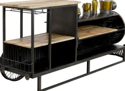 Barek Loft Z Akcesoriami Do Drinków Lokomotywa Parowa Stal I Drewno 225x105 Cm