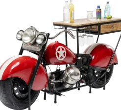 Barek Motocykl Czerwony Vintage 210x98 Cm Blat Drewno Mango