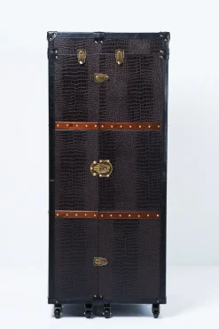 Barek Rozkładany Skrzynia Na Kółkach Czarno-brązowy 60x153 Cm