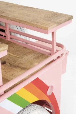 Barek W Kształcie Auta Różowy Motyw Kwiatowy Stal I Drewno 241 Cm