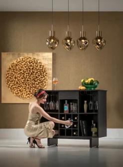 Barek Z Blatem Czarno-złoty Front Stal Nierdzewna 120x105 Cm
