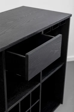 Barek Z Blatem Czarno-złoty Front Stal Nierdzewna 120x105 Cm