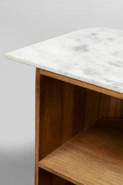 Barek Z Blatem Drewno Mango I Marmur 120x110 Cm