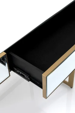 Biurko Lustrzane Z Szufladami Glamour Nogi Złote 120x50 Cm