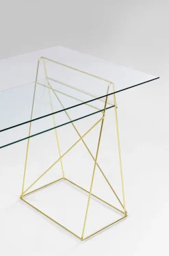 Biurko Polar 135x65 Cm Szkło Hartowane - Nogi Złote