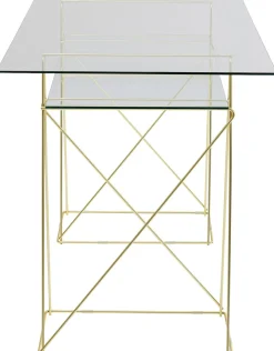 Biurko Polar 135x65 Cm Szkło Hartowane - Nogi Złote