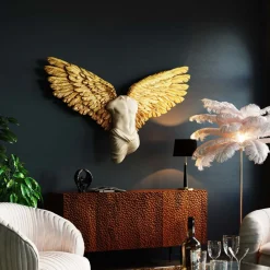 Dekoracja ścienna Anioł Stróż Złote Skrzydła 124x71 Cm