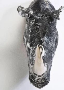 Dekoracja ścienna Head Rhino Antique 44x53 Cm Srebrno-szara