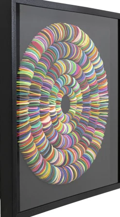 Dekoracja ścienna Kolorowa Terakota Okręgi Rama Czarna 80x80 Cm