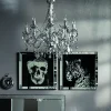 Dekoracja ścienna Mirror Leopard 80x80 Cm Srebrno-czarna
