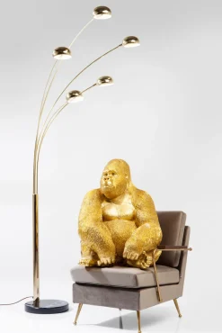 Dekoracja Stojąca Monkey Gorilla Side XL 60x76 Cm Złota