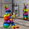 Dekoracja Stojąca Sitting Rabbit Rainbow 60x80 Cm Kolorowa