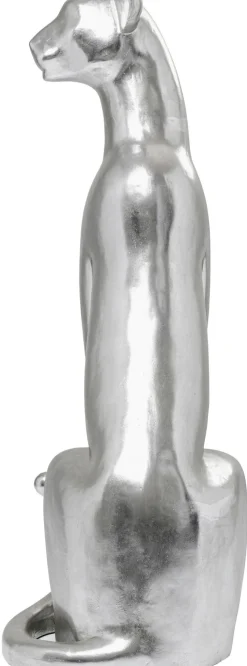 Dekoracja Stojąca Sitting Leopard 68x150 Cm Srebrna