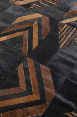 Dywan Puzzle 240x170 Cm Czarno-brązowy - Skóra Naturalna