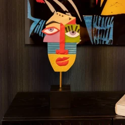 Figurka Dekoracyjna Abstract Face 21x52 Cm Kolorowa