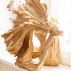 Figurka Dekoracyjna Betta Fish 63x57 Cm Złota