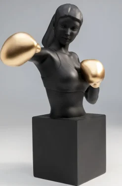 Figurka Dekoracyjna Bokser Złoto-czarna 25x40 Cm