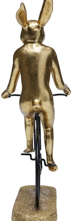 Figurka Dekoracyjna Cyclist Rabbit 29x39 Cm Czarno-złota