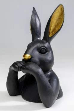 Figurka Dekoracyjna Czarno-złota Królik 14x23 Cm