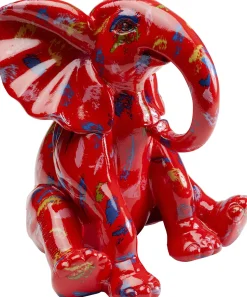 Figurka Dekoracyjna Czerwona Ze Wzorami Słonik 20x18 Cm