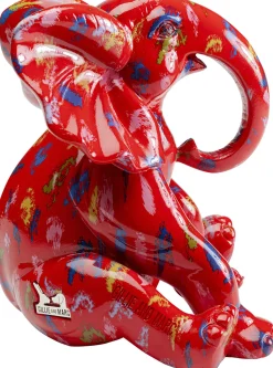 Figurka Dekoracyjna Czerwona Ze Wzorami Słonik 20x18 Cm