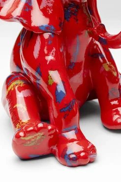 Figurka Dekoracyjna Czerwona Ze Wzorami Słonik 20x18 Cm