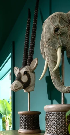Figurka Dekoracyjna Elephant Head Pearls 40x76 Cm Szara