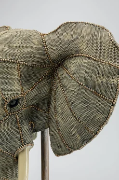 Figurka Dekoracyjna Elephant Head Pearls 40x76 Cm Szara