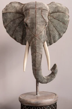 Figurka Dekoracyjna Elephant Head Pearls 28x49 Cm Kolorowa