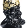 Figurka Dekoracyjna Gnome Standing 15x46 Cm Czarno-złota