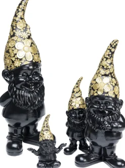 Figurka Dekoracyjna Gnome Standing 20x61 Cm Czarno-złota