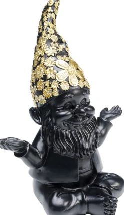 Figurka Dekoracyjna Gnome Meditation 15x19 Cm Czarno-złota