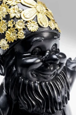 Figurka Dekoracyjna Gnome Meditation 15x19 Cm Czarno-złota