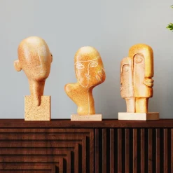 Figurka Dekoracyjna Half A Face 14x30 Cm Brązowa