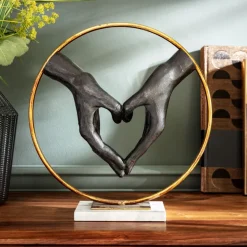 Figurka Dekoracyjna Heart Hand 60x62 Cm Czarno-złota