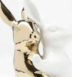 Figurka Dekoracyjna Hugging Rabbits 15x25 Cm Biało-złota
