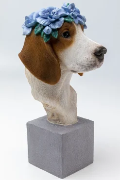 Figurka Dekoracyjna Kolorowa Pies Beagle Z Kwiatami 24x47 Cm
