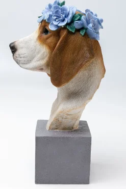 Figurka Dekoracyjna Kolorowa Pies Beagle Z Kwiatami 24x47 Cm