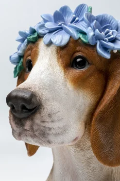 Figurka Dekoracyjna Kolorowa Pies Beagle Z Kwiatami 24x47 Cm