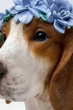 Figurka Dekoracyjna Kolorowa Pies Beagle Z Kwiatami 24x47 Cm